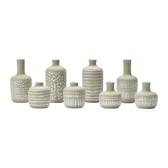 Storied Home Decorative Stoneware Vases, Set of 8. NEW - Picture 1 of 15